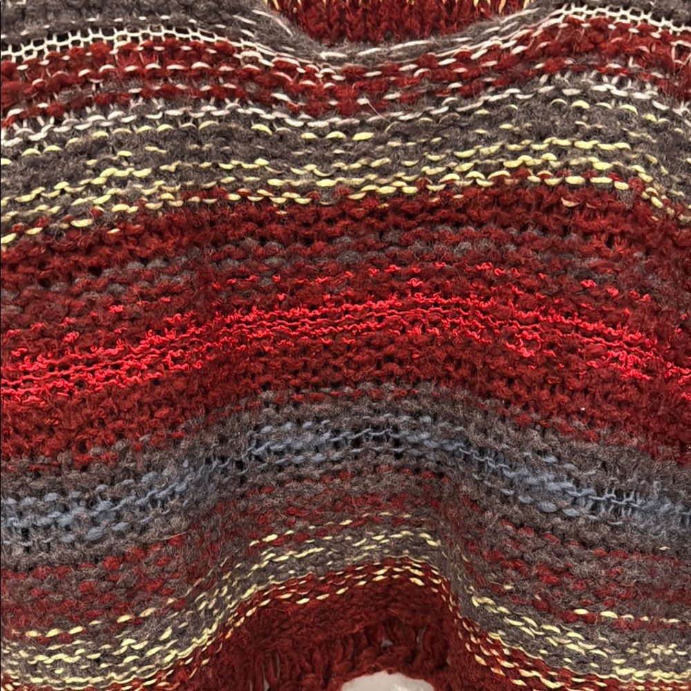 Free People Red and Gray Crew Neck Sweater Cozy Knit - Picture 2 of 2